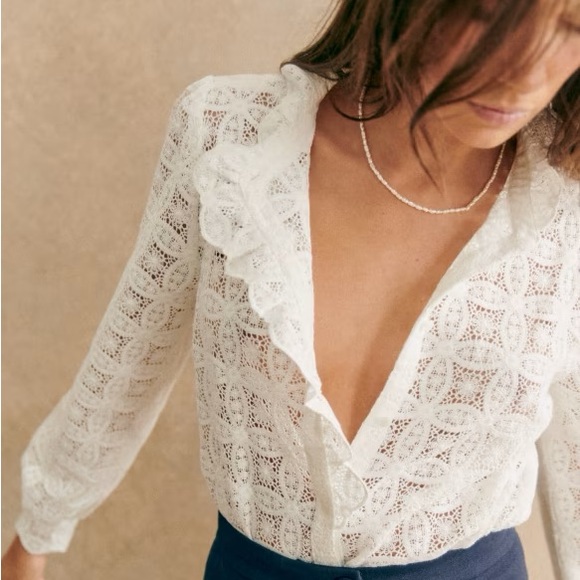 Sezane Chlo Long sleeve guipure shirt - Picture 3 of 7